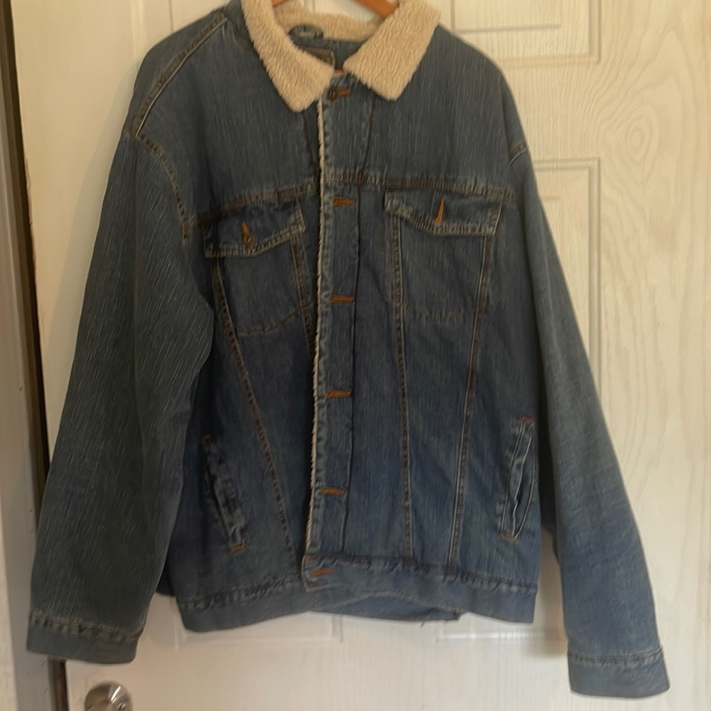 Steve & Barry's Blue Denim Jacket with Cream Collar
